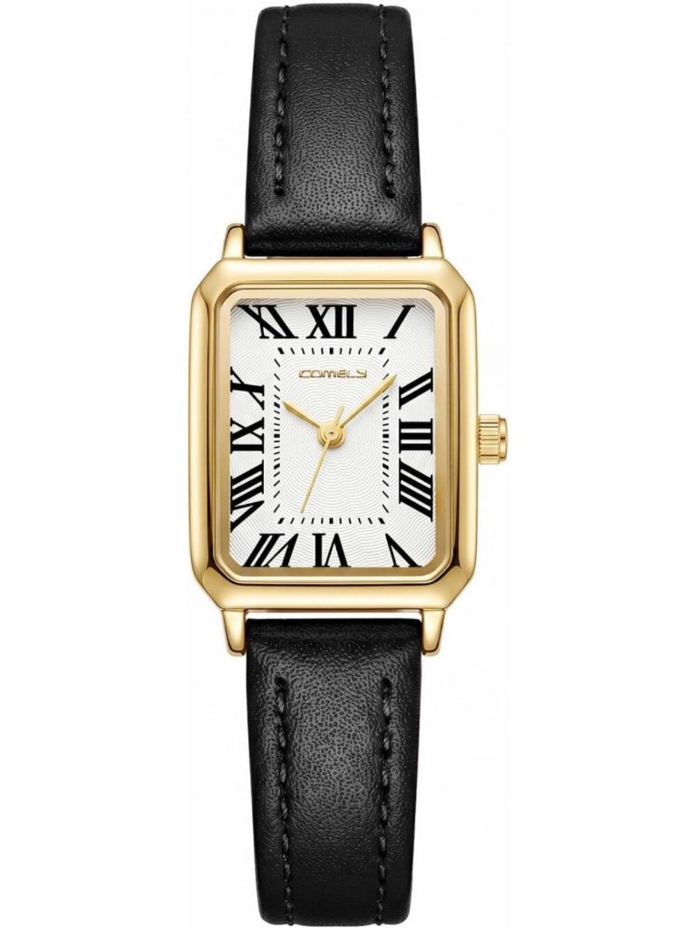 Elegant Vintage Women's Leather Watch - Small Rectangle Design, Timeless Style